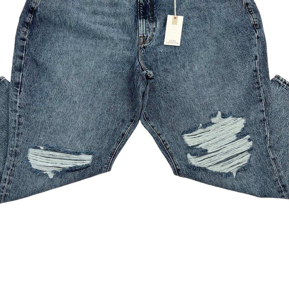 Good American Plus 20 Classic Slim Straight Distressed Denim Blue High Rise NWT - Picture 5 of 13